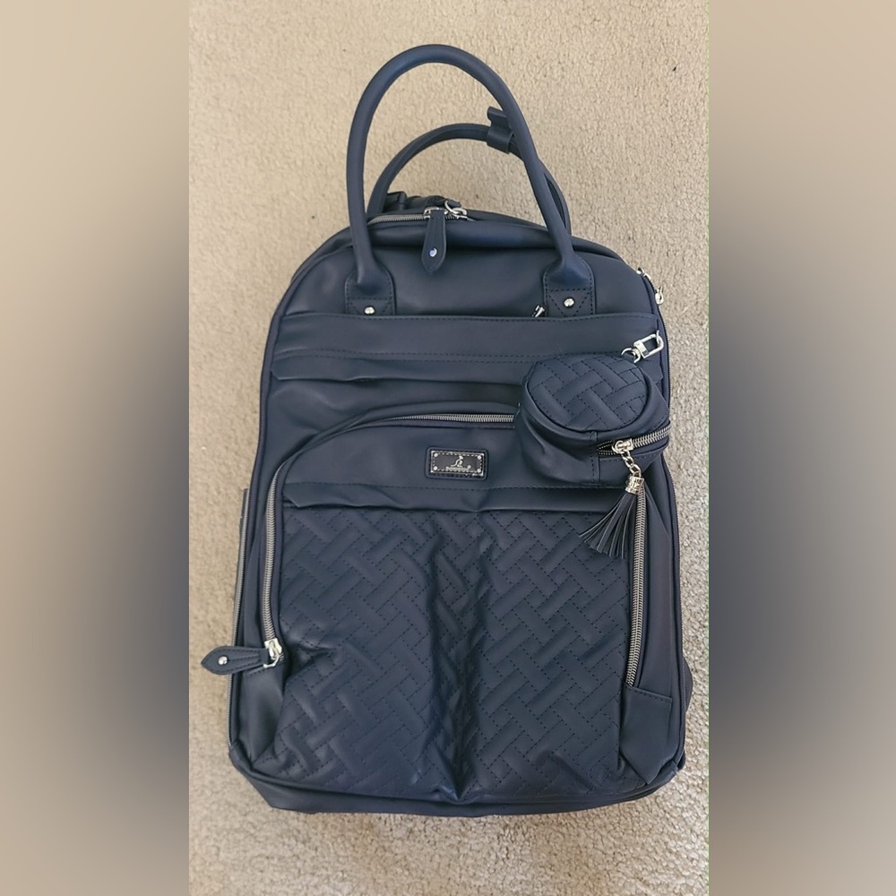 vegan Leather-Style Navy Diaper Backpack - BobbleRoo For Parents